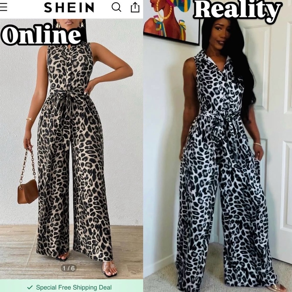 SHEIN Black and White Animal Print Jumpsuit